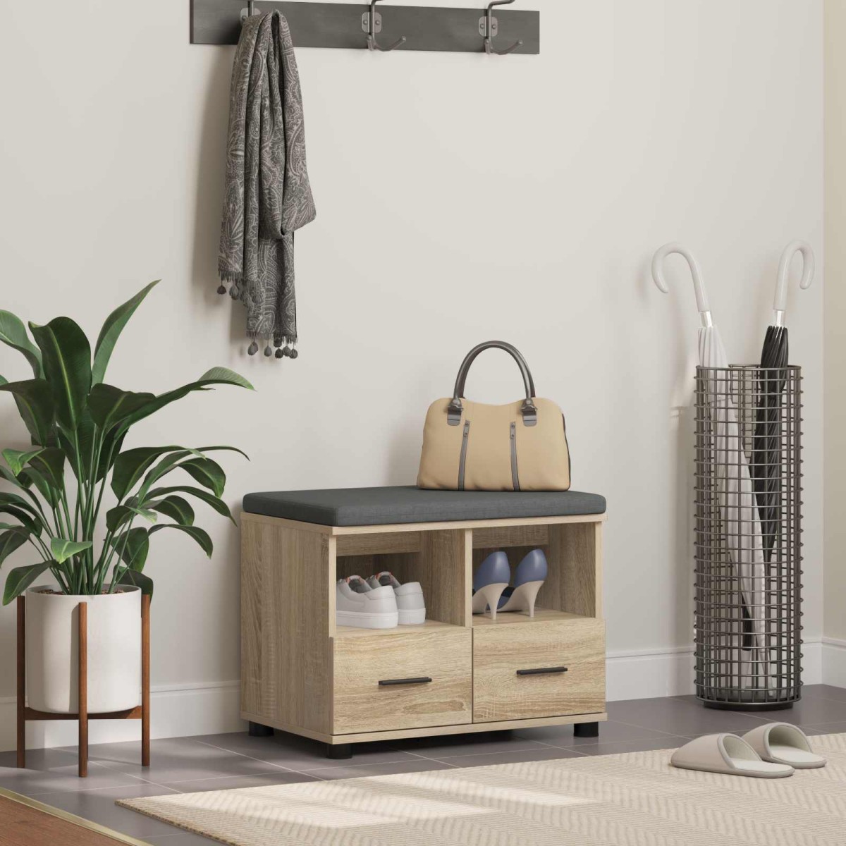 vidaXL Παγκάκι Χαλωρίου Δρύς Sonoma 60 x 38 x 46 εκ