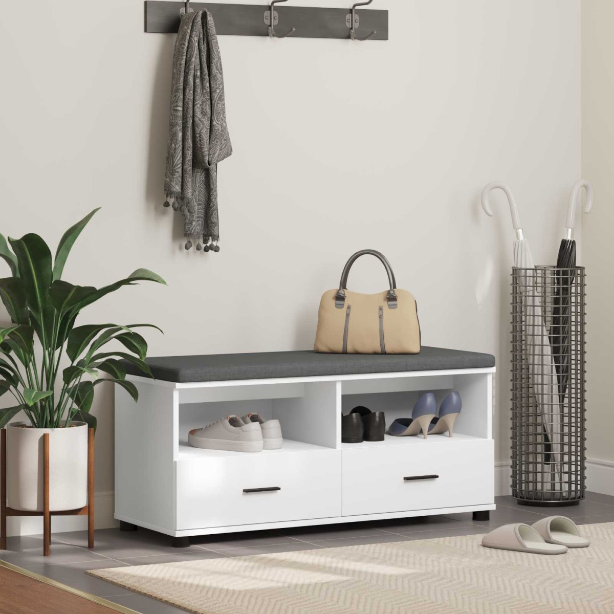 vidaXL Παγκάκι Χαλωρίου Λευκός 100 x 38 x 46 εκ