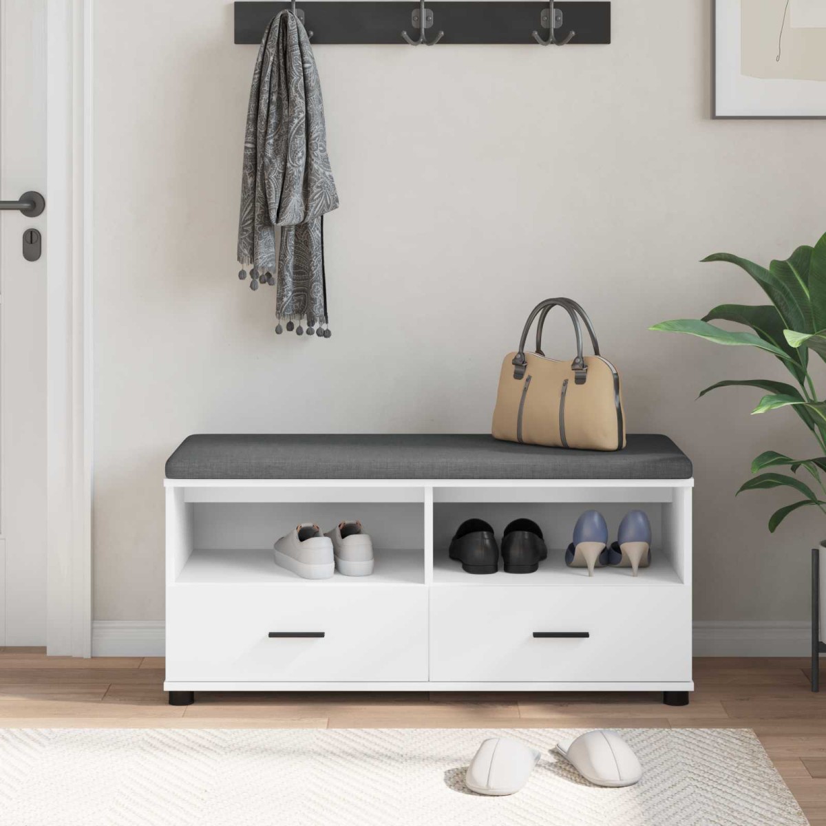vidaXL Παγκάκι Χαλωρίου Λευκός 100 x 38 x 46 εκ