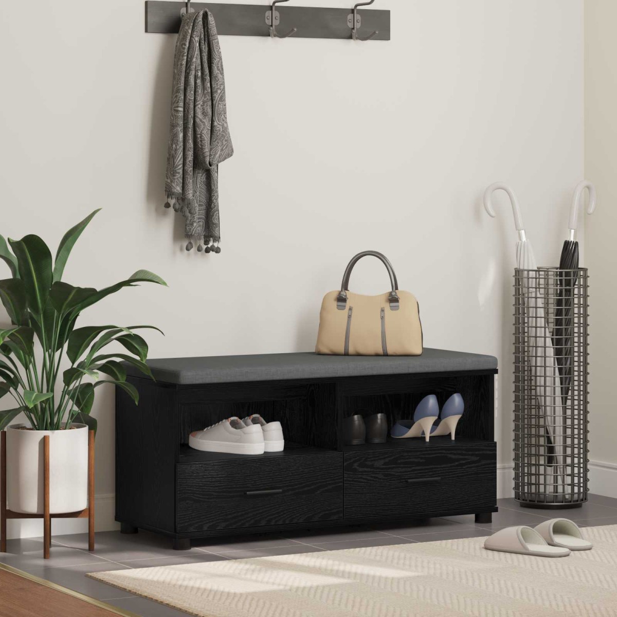 vidaXL Παγκάκι Χαλωρίου Μαύρη Δρυς 100 x 38 x 46 εκ