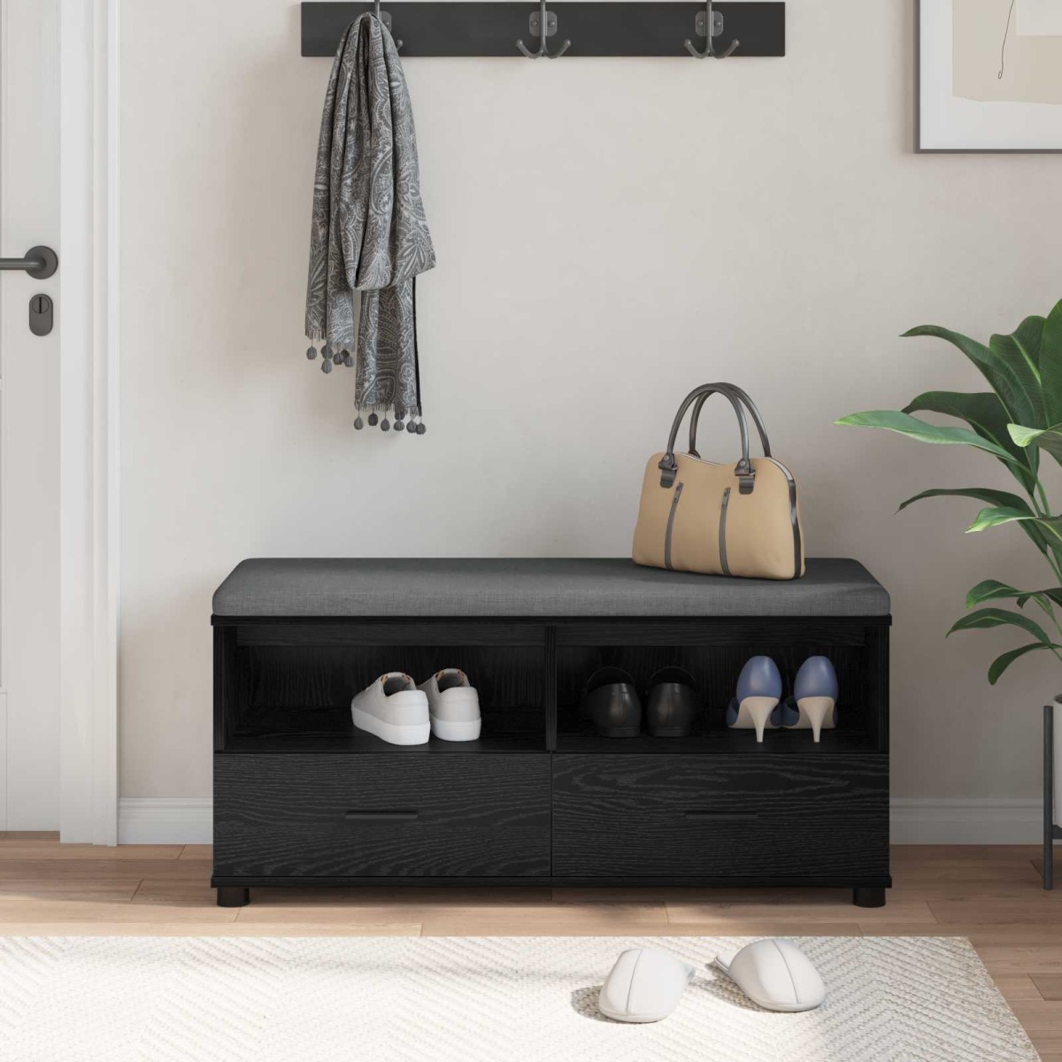 vidaXL Παγκάκι Χαλωρίου Μαύρη Δρυς 100 x 38 x 46 εκ