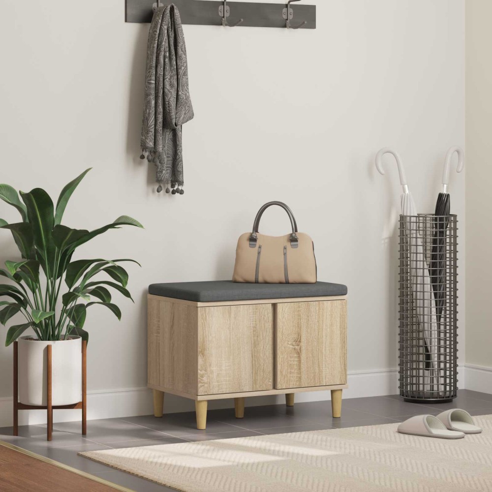 vidaXL Παγκάκι Χαλωρίου με μαξιλάρι Δρύς Sonoma 60 x 38 x 46 εκ