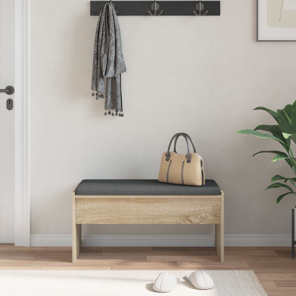 vidaXL Παγκάκι Χαλωρίου με μαξιλάρι Δρύς Sonoma 83 x 38 x 40 εκ