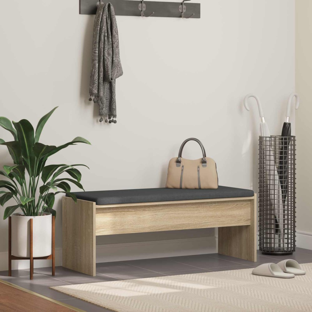 vidaXL Παγκάκι Χαλωρίου με μαξιλάρι Δρύς Sonoma 103 x 38 x 40 εκ