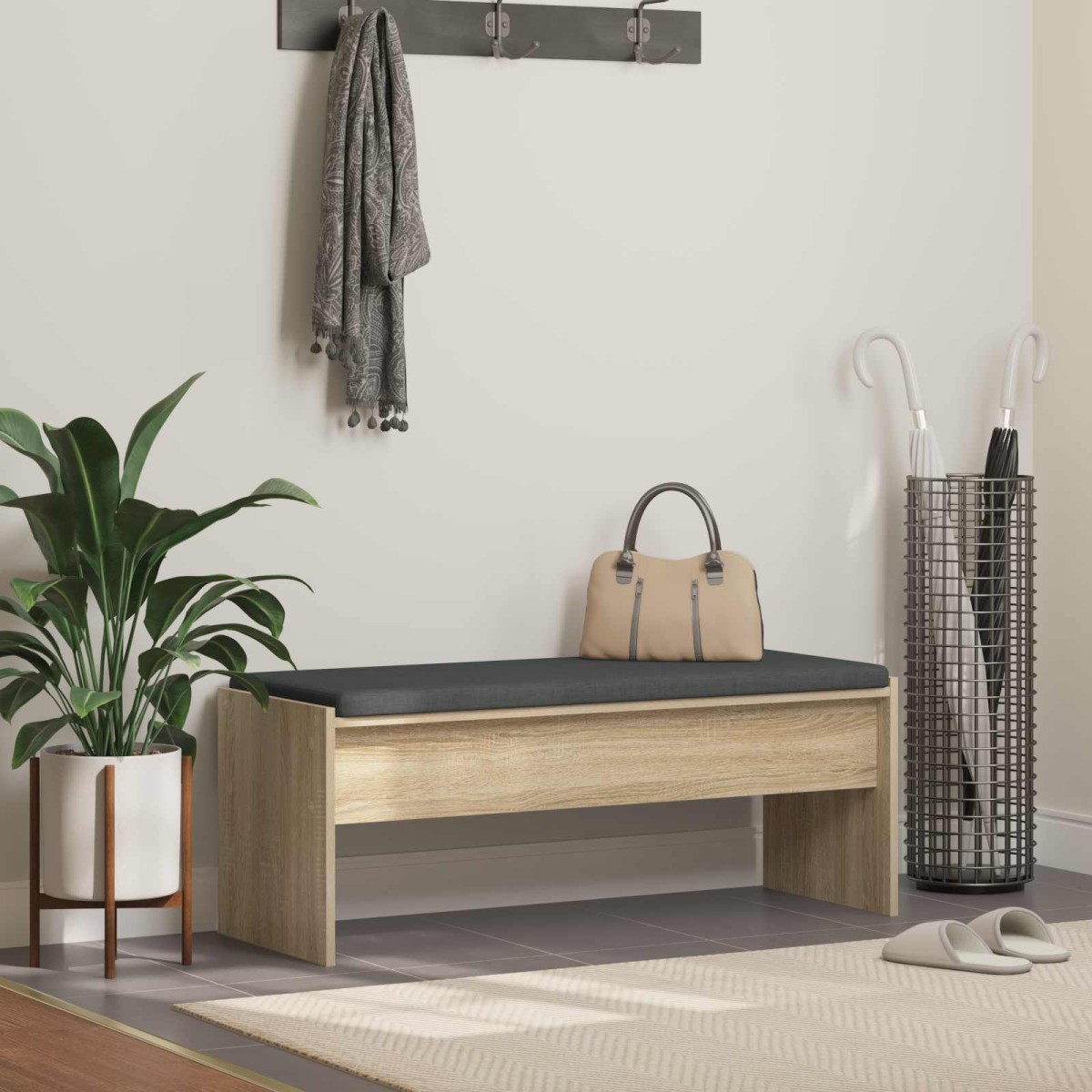 vidaXL Παγκάκι Χαλωρίου με μαξιλάρι Δρύς Sonoma 103 x 38 x 40 εκ