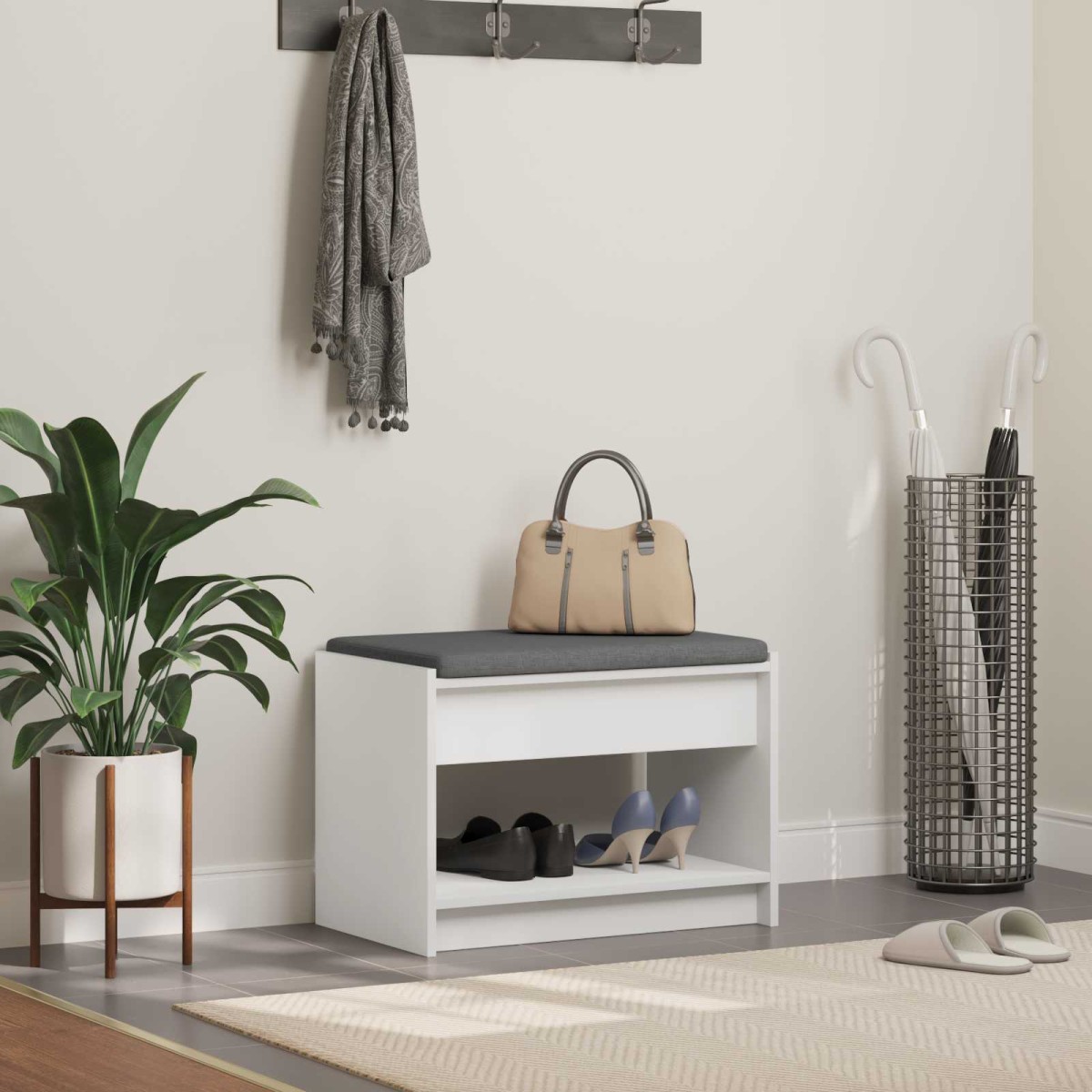 vidaXL Παγκάκι Χαλωρίου Λευκός 63 x 38 x 45 εκ