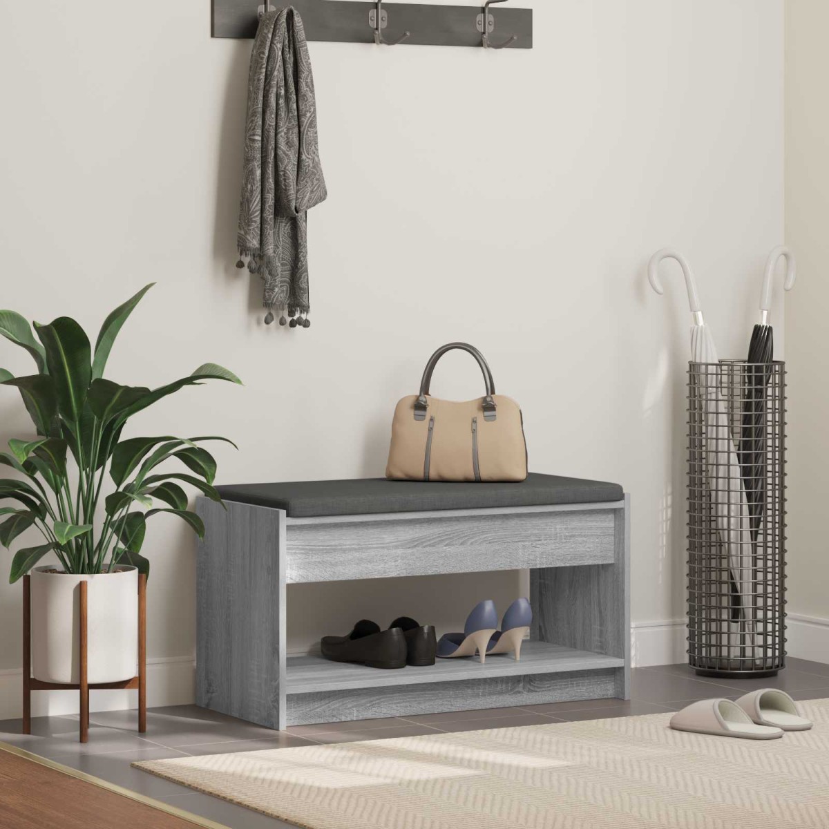 vidaXL Παγκάκι Χαλωρίου Γκρι Σονομά 83 x 38 x 45 εκ