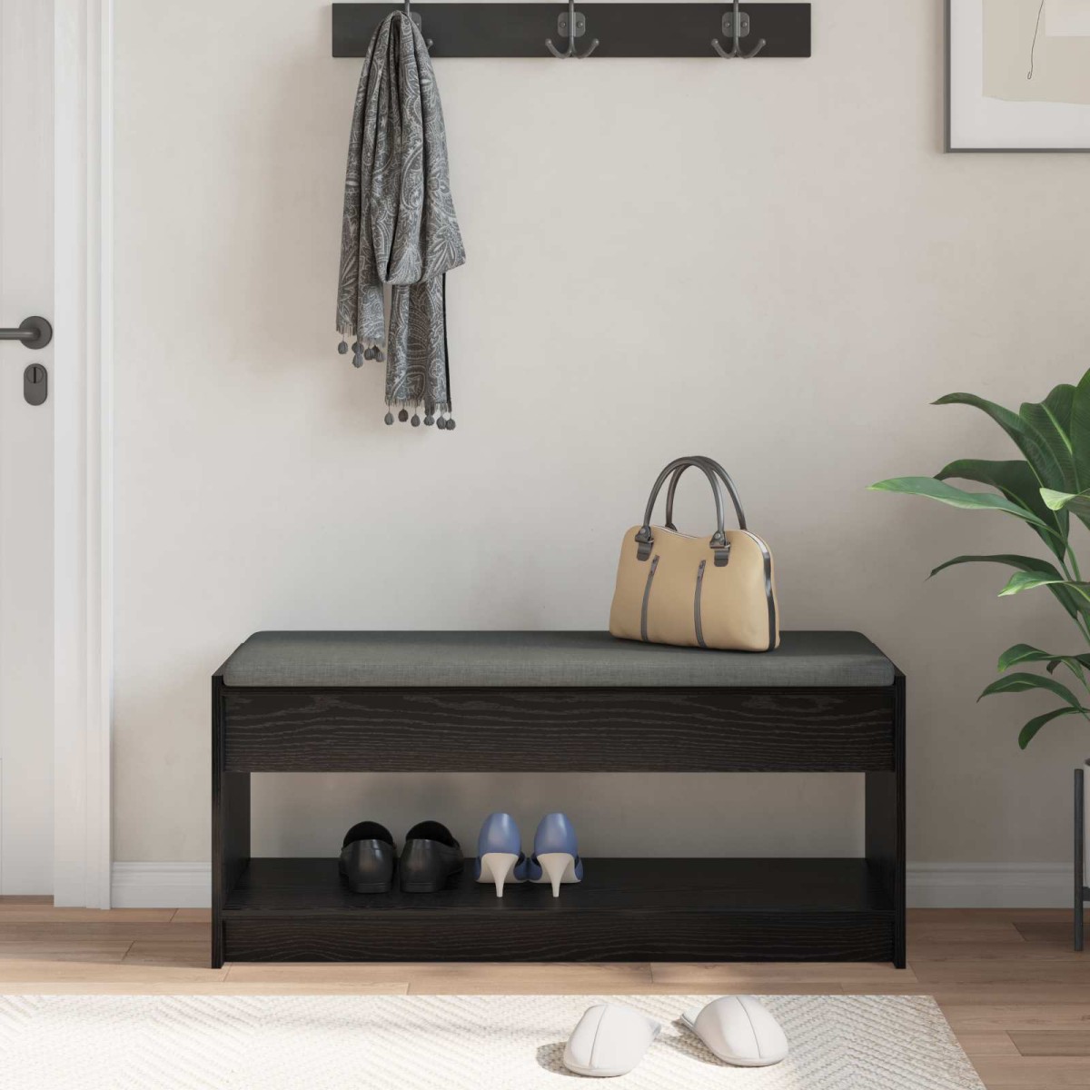 vidaXL Παγκάκι Χαλωρίου Μαύρη Δρυς 103 x 38 x 45 εκ