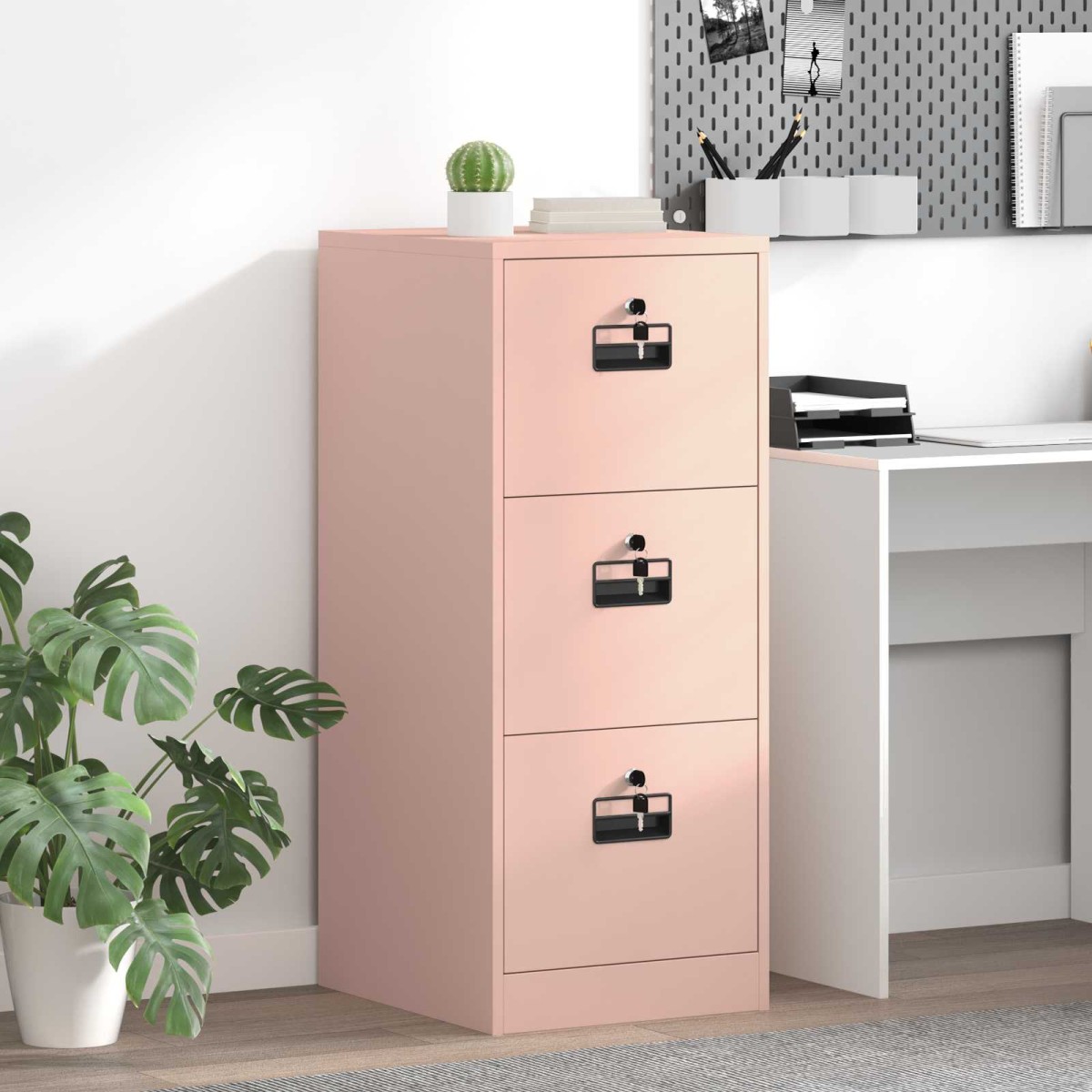 vidaXL Ντουλάπα Αρχείων Ροζ 44 x 50 x 106.5 εκ Ψυχρής Έλασης Χάλυβας