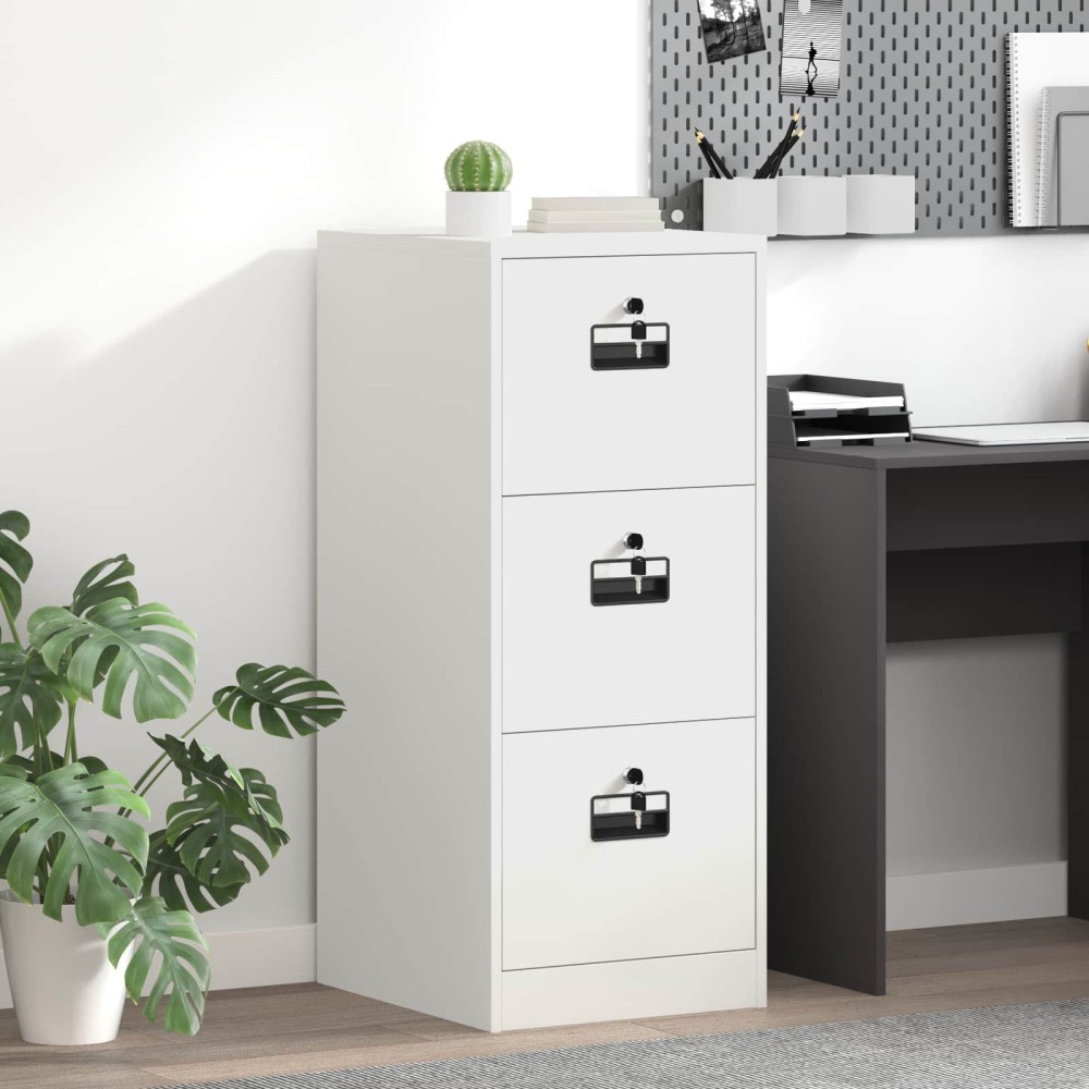 vidaXL Ντουλάπα Αρχείων Λευκό 44 x 50 x 106.5 εκ Ψυχρής Έλασης Χάλυβας