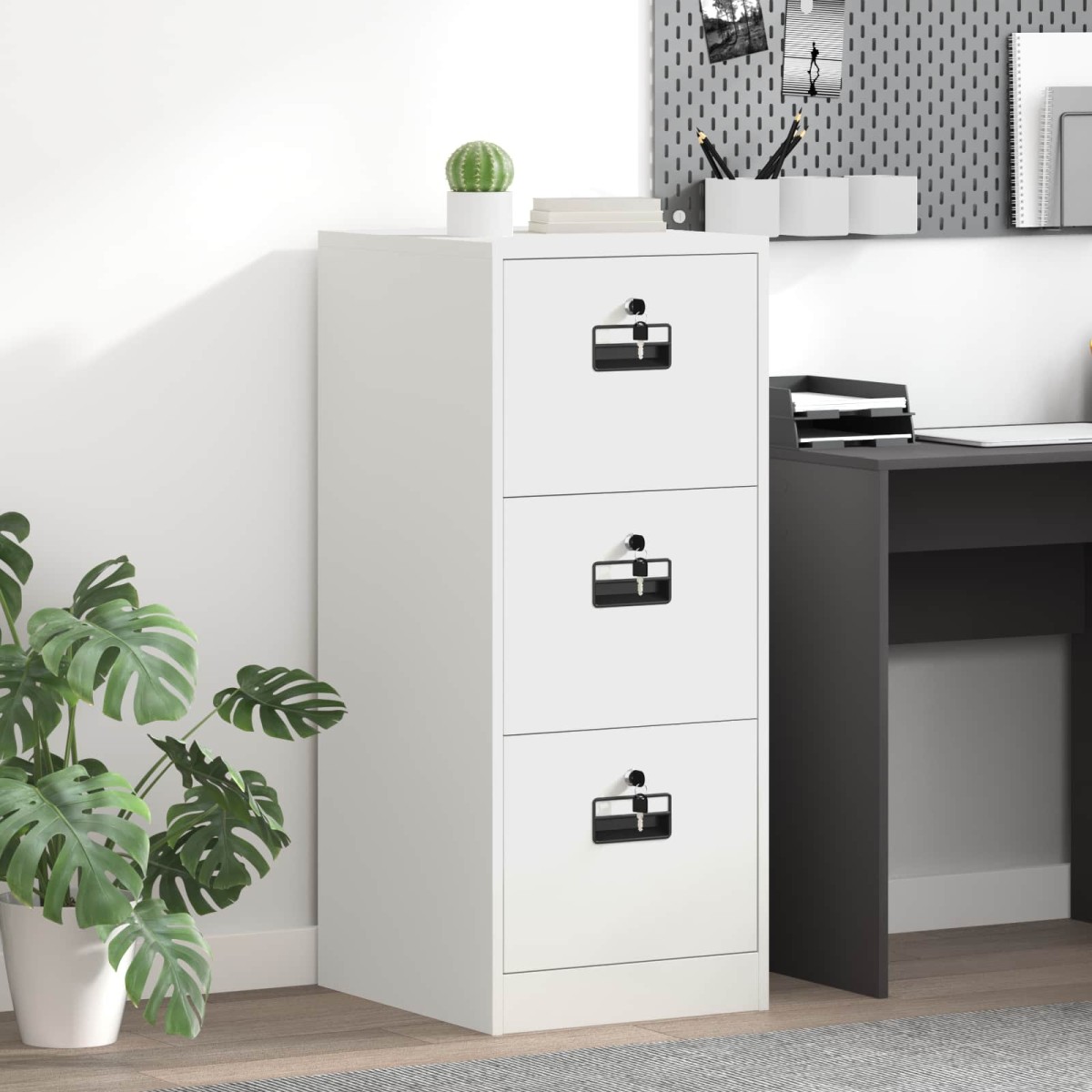 vidaXL Ντουλάπα Αρχείων Λευκό 44 x 50 x 106.5 εκ Ψυχρής Έλασης Χάλυβας