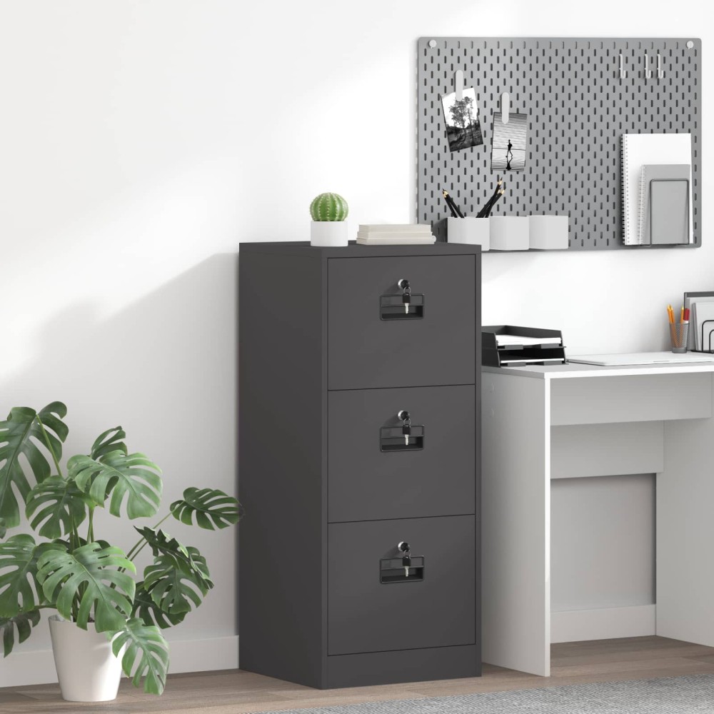 vidaXL Ντουλάπα Αρχείων με συρτάρι με ράφι Μαύρο 45,5 x 42 x 106,5 εκ