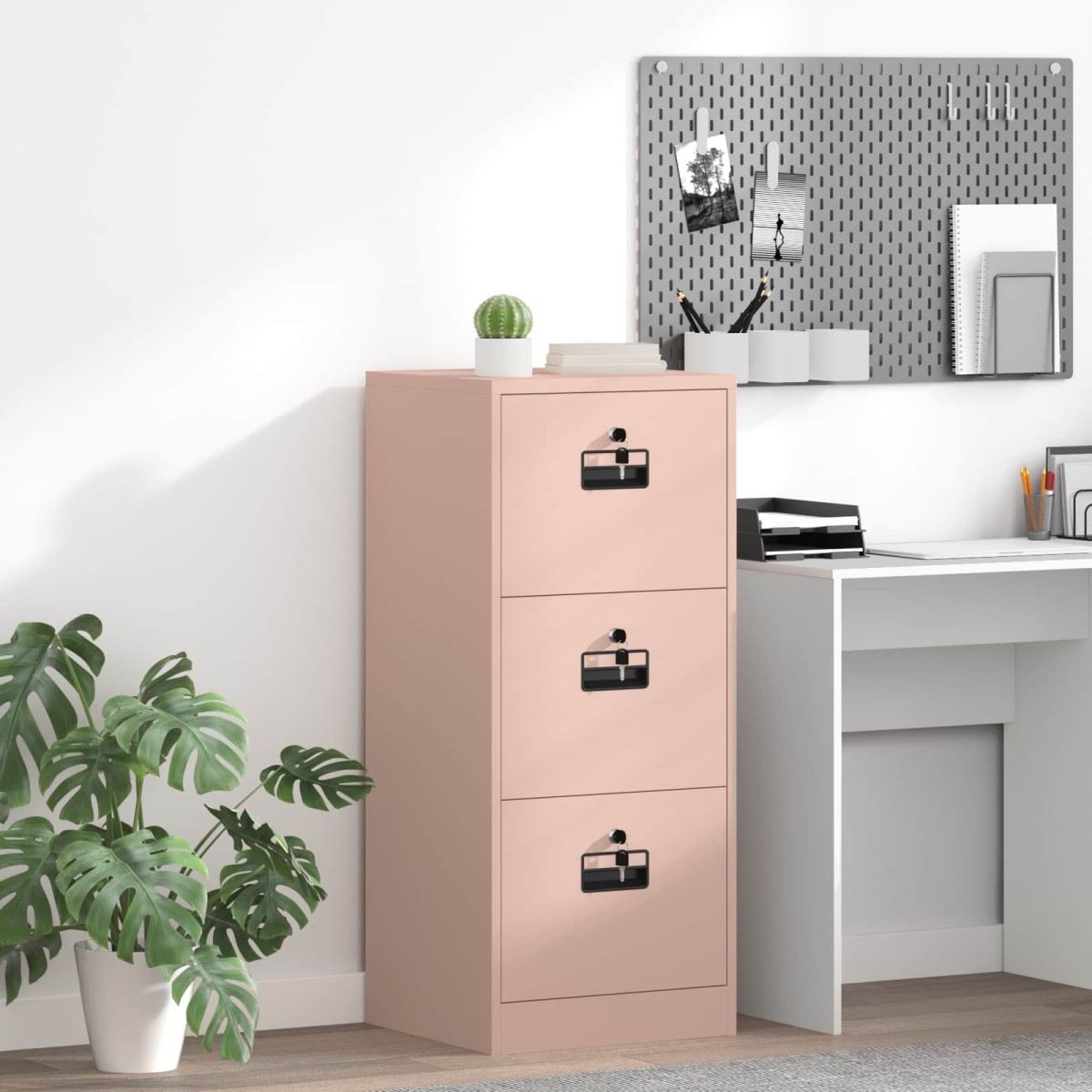 vidaXL Ντουλάπα Αρχείων Ροζ 45,5 x 42 x 106,5 εκ Ψυχρής Έλασης Χάλυβας