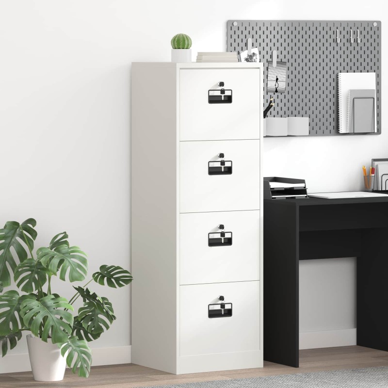 vidaXL Ντουλάπα Αρχείων Λευκό 45,5 x 42 x 139 εκ Ψυχρής Έλασης Χάλυβας