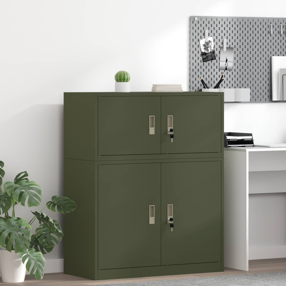 vidaXL Ντουλάπι αποθήκευσης Ελιά Πράσινη 90 x 40 x 40 εκ Ατσάλι