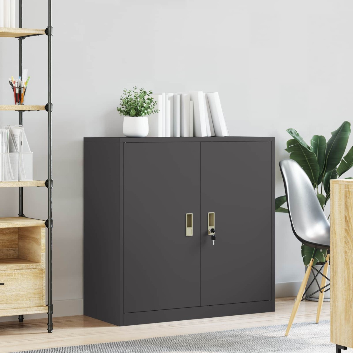 vidaXL Ντουλάπι αποθήκευσης Μαύρο 90 x 40 x 90 cm Ατσάλι