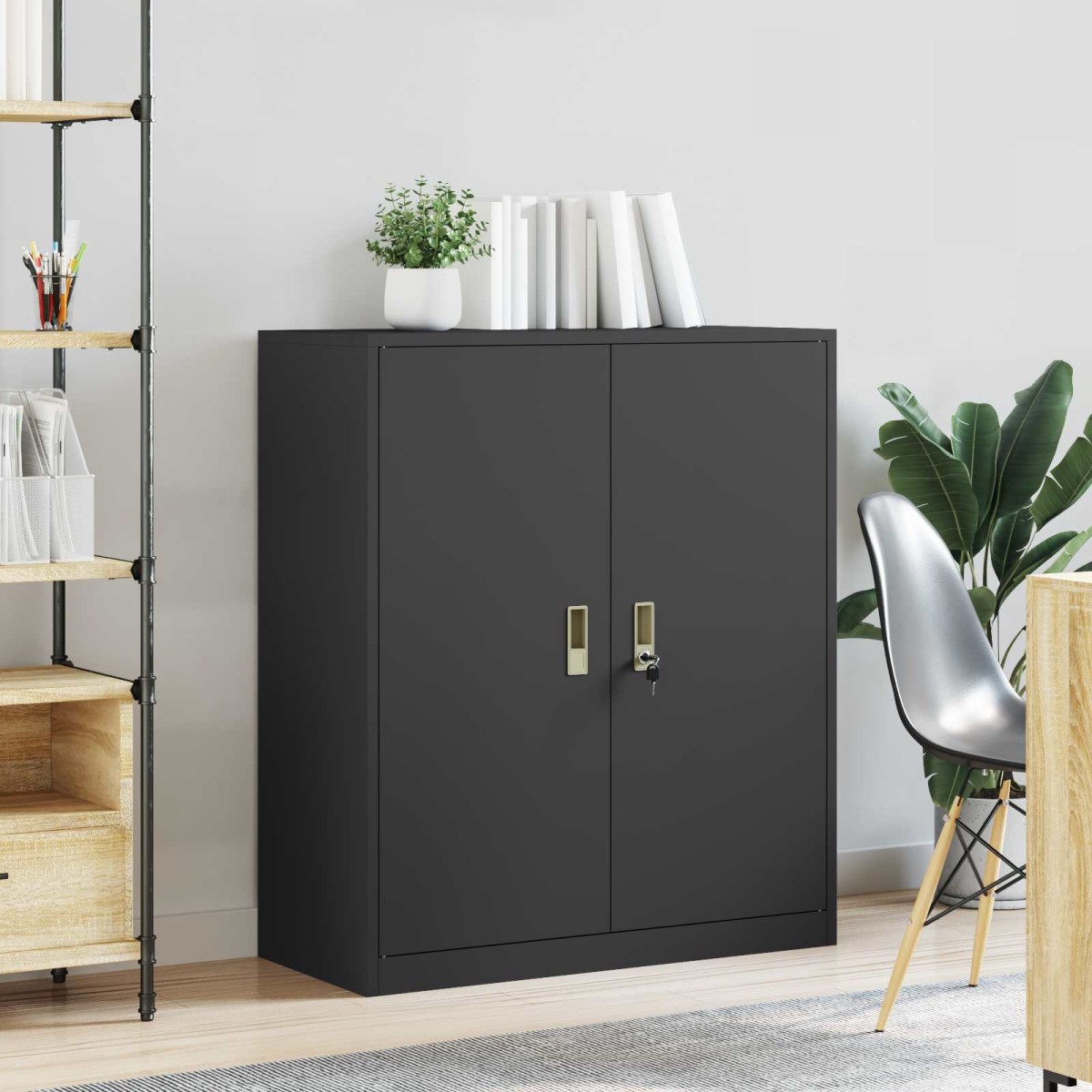 vidaXL Ντουλάπι αποθήκευσης Μαύρο 90 x 40 x 105 cm Ατσάλι