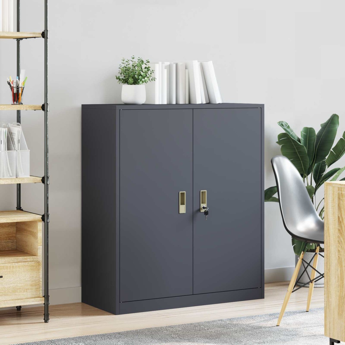 vidaXL Ντουλάπι αποθήκευσης Ανθρακί 90 x 40 x 105 cm Ατσάλι