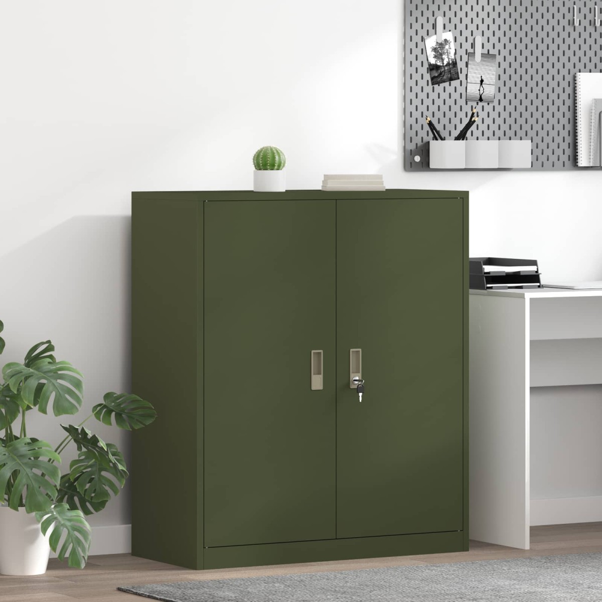 vidaXL Ντουλάπι αποθήκευσης Ελιά Πράσινη 90 x 40 x 105 cm Ατσάλι