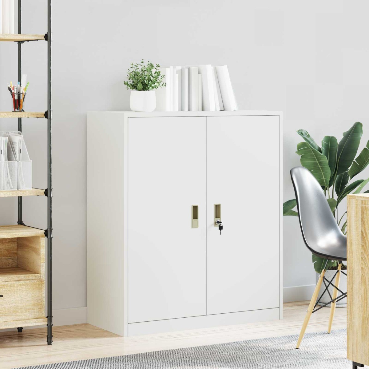 vidaXL Ντουλάπι αποθήκευσης Λευκός 90 x 40 x 105 cm Ατσάλι