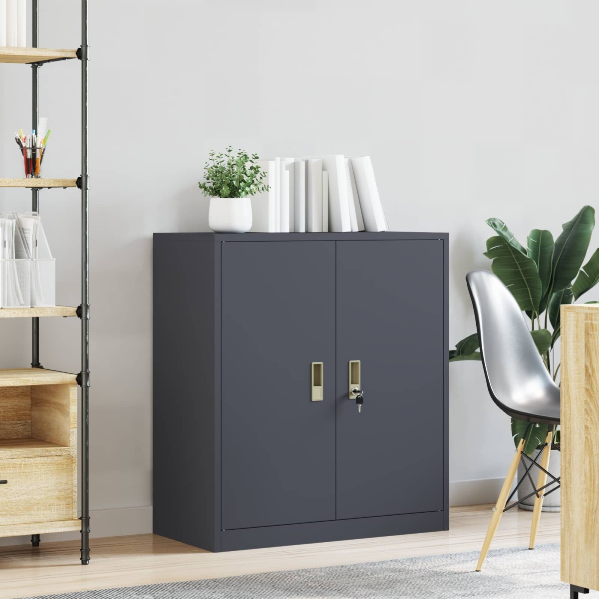 vidaXL Ντουλάπι αποθήκευσης Ανθρακί 80 x 40 x 90 εκ Ατσάλι