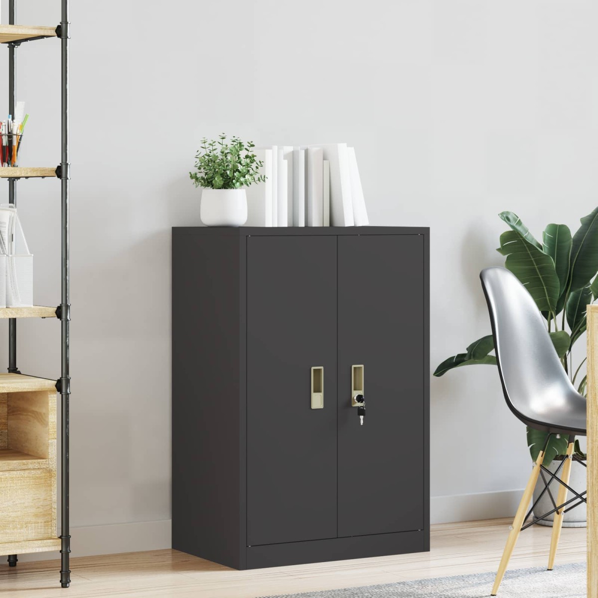 vidaXL Ντουλάπι αποθήκευσης Μαύρο 60 x 40 x 90 cm Ατσάλι