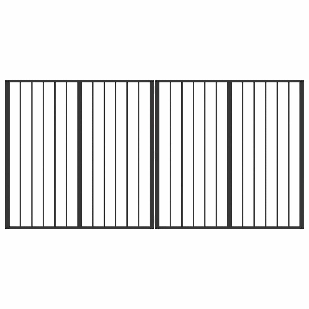 vidaXL Πόρτα Σκύλου 2 Panels Μαύρο 100 x 100 cm Επικαλυμμένος Χάλυβας