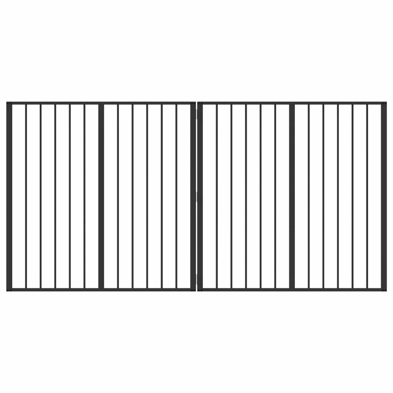 vidaXL Πόρτα Σκύλου 2 Panels Μαύρο 100 x 100 cm Επικαλυμμένος Χάλυβας