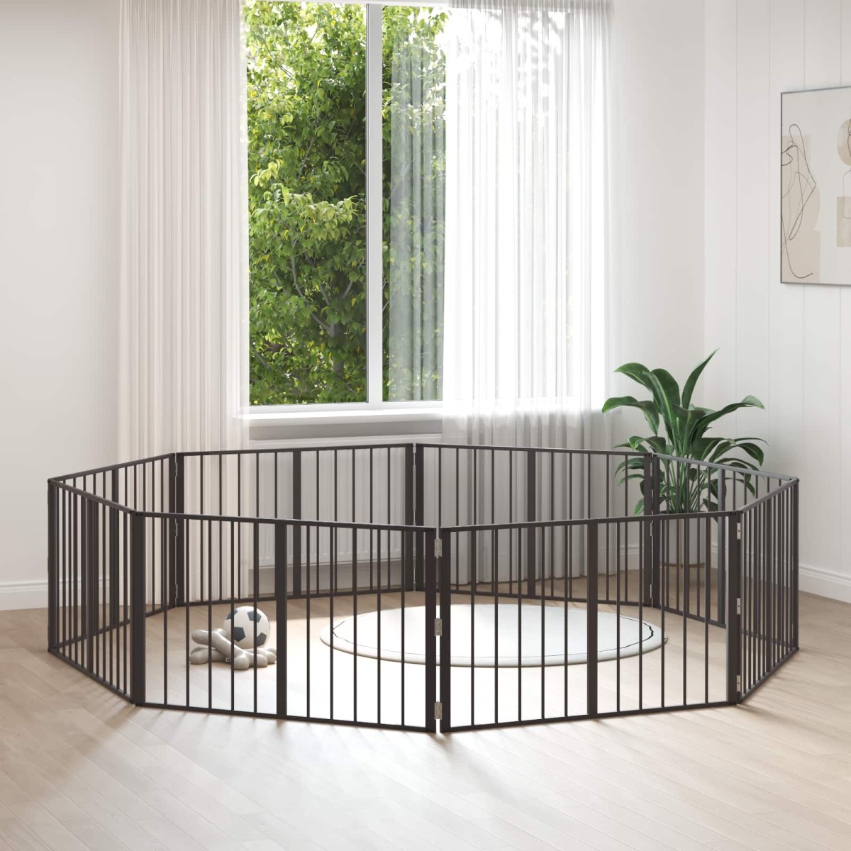 vidaXL Πόρτα Σκύλου 8 τμχ. Μαύρο 100 x 60 cm Επικαλυμμένος Χάλυβας