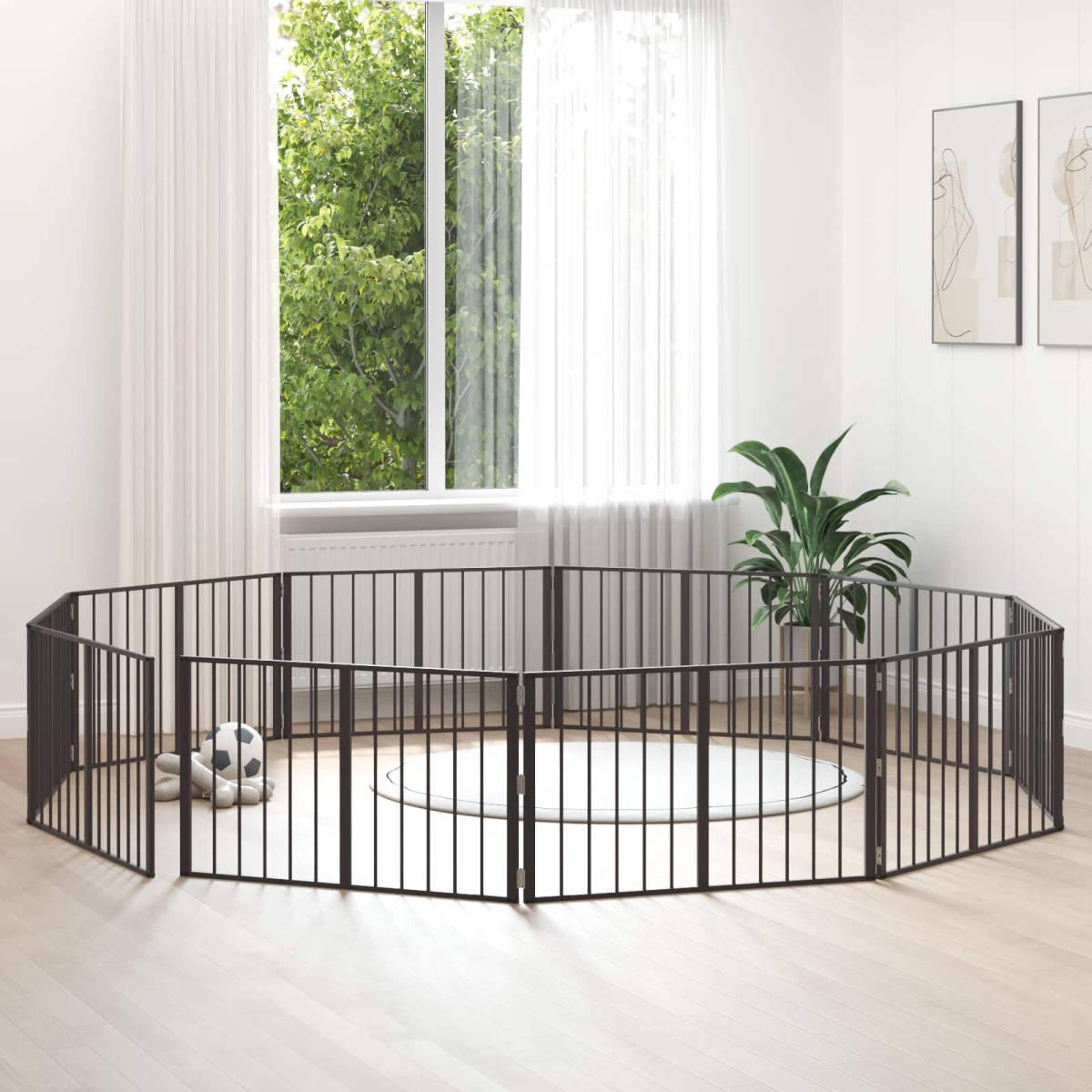 vidaXL Πόρτα Σκύλου 10 τμχ. Μαύρο 100 x 60 cm Επικαλυμμένος Χάλυβας
