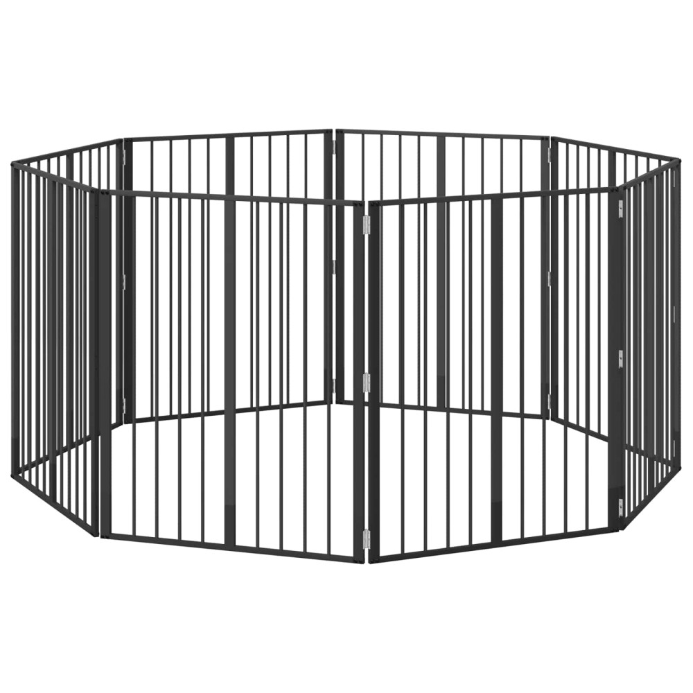 vidaXL Πόρτα Σκύλου 8 τμχ. Μαύρο 80 x 100 cm Επικαλυμμένος Χάλυβας