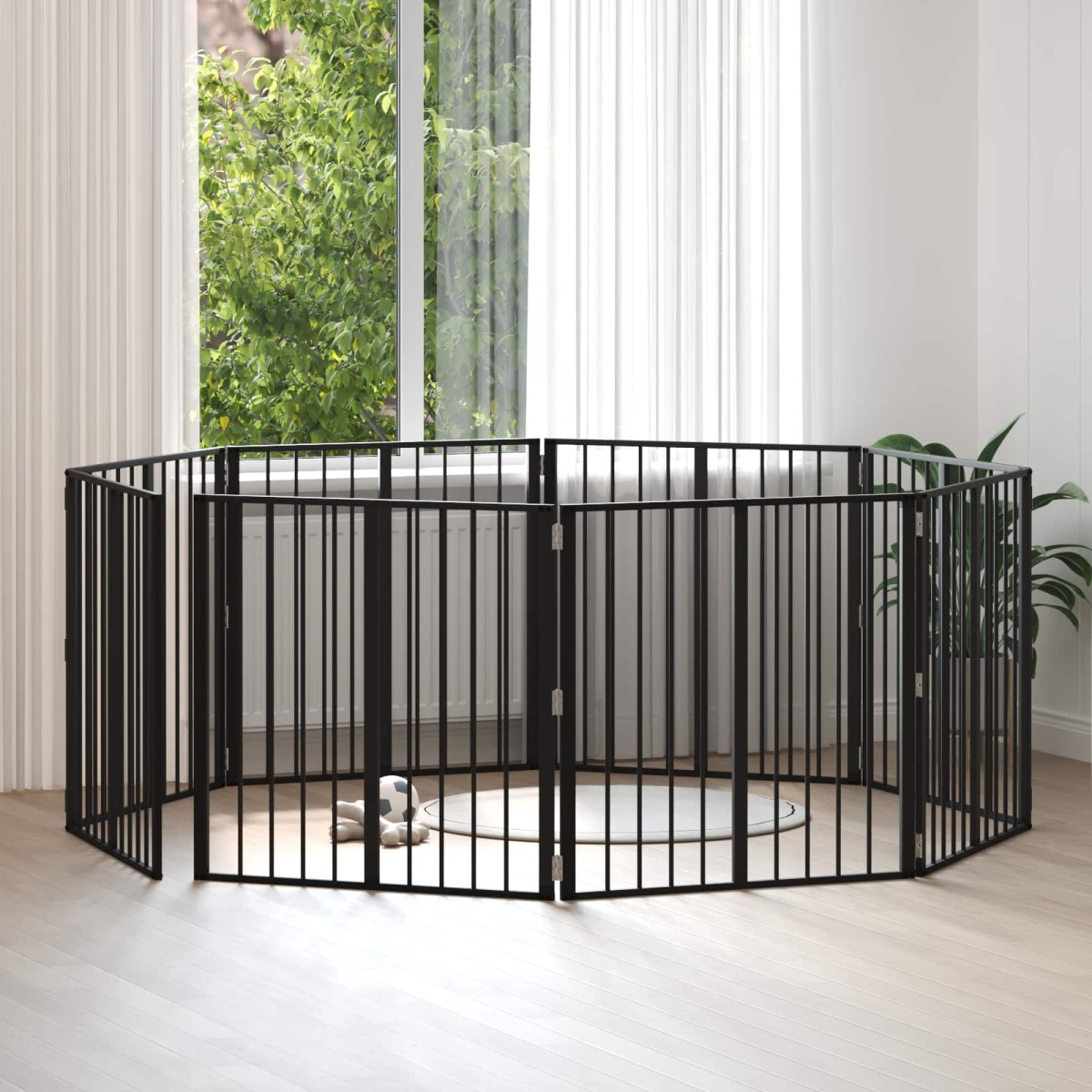 vidaXL Πόρτα Σκύλου 8 τμχ. Μαύρο 80 x 80 cm Επικαλυμμένος Χάλυβας