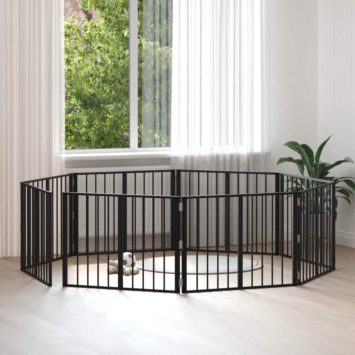 vidaXL Πόρτα Σκύλου 8 τμχ. Μαύρο 80 x 60 cm Επικαλυμμένος Χάλυβας