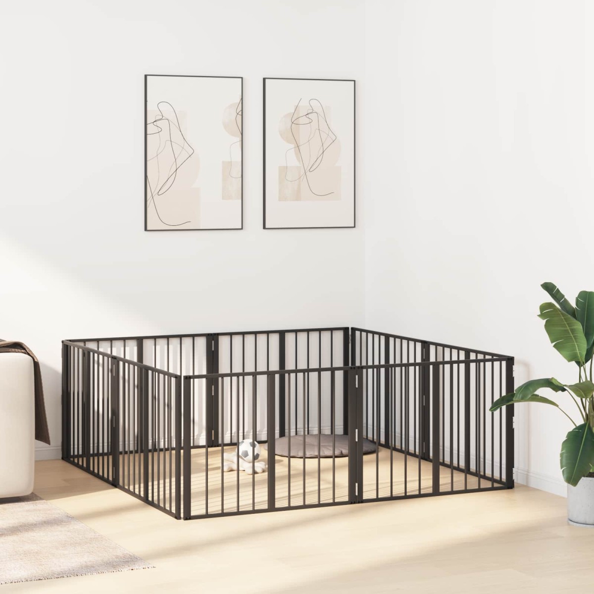 vidaXL Πόρτα Σκύλου 8 τμχ. Μαύρο 80 x 60 cm Επικαλυμμένος Χάλυβας
