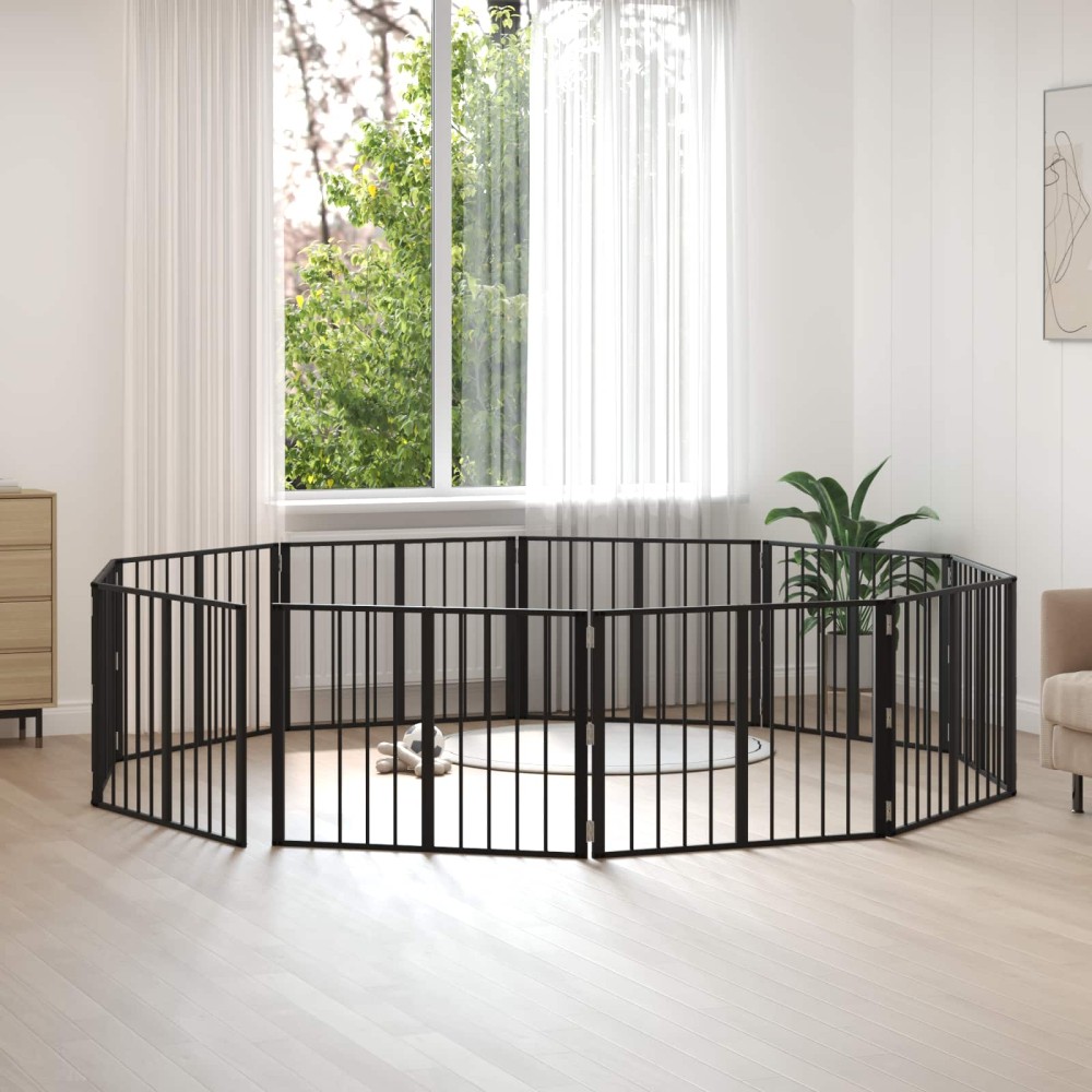 vidaXL Πόρτα Σκύλου 10 τμχ. Μαύρο 80 x 60 cm Επικαλυμμένος Χάλυβας