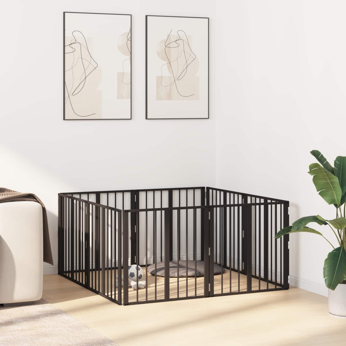 vidaXL Πόρτα Σκύλου 8 τμχ. Μαύρο 60 x 60 cm Επικαλυμμένος Χάλυβας