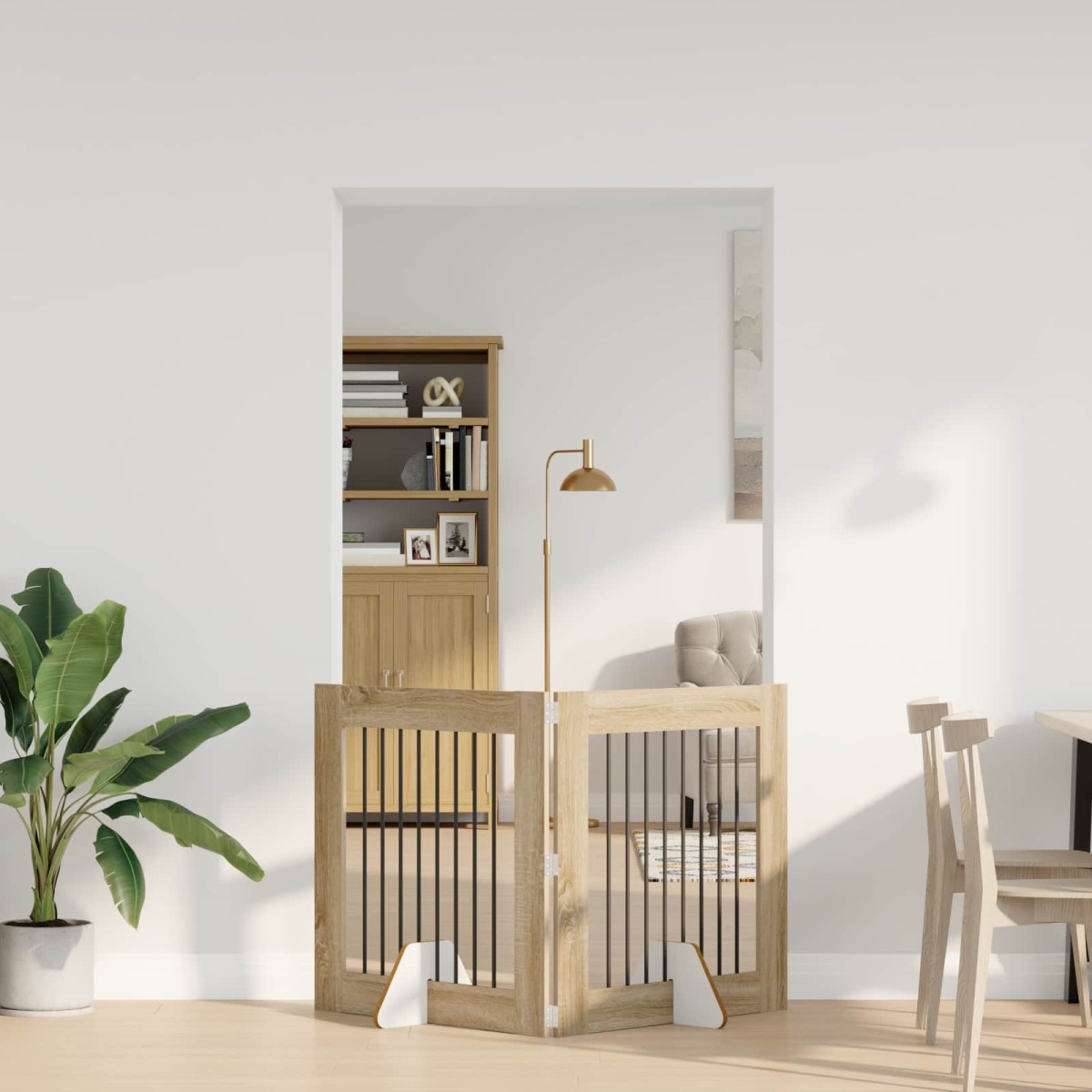 vidaXL Στερεωμένη γυαλιστερή πύλη για σκύλους 2 τμχ. Sonoma Δρυς