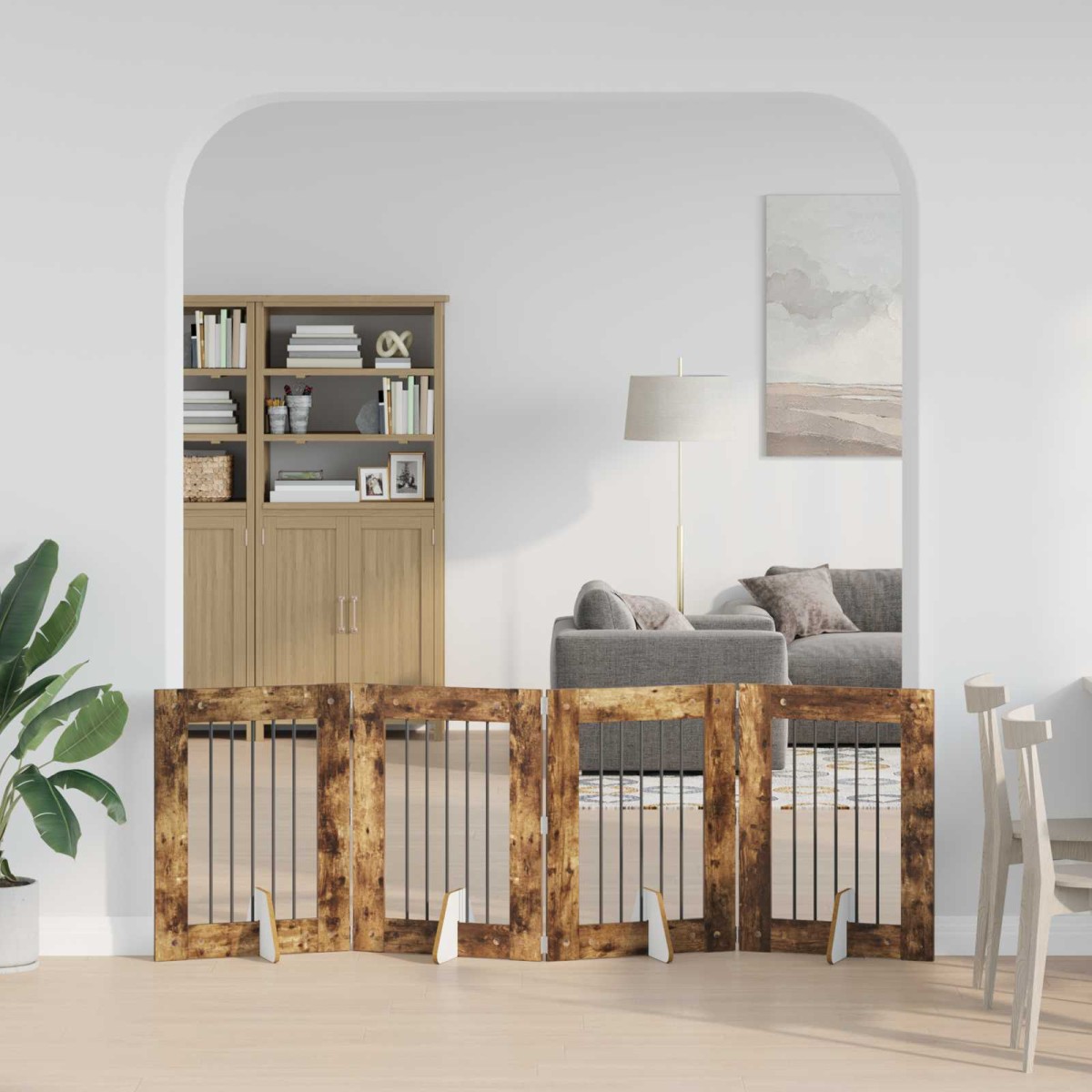 vidaXL Στερεωμένη γυαλιστερή πύλη για σκύλους 4 τμχ. 241 εκ