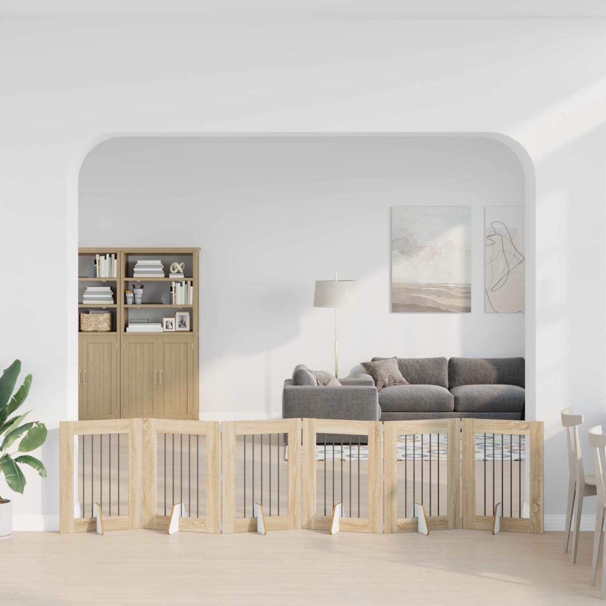 vidaXL Στερεωμένη γυαλιστερή πύλη για σκύλους 6 τμχ. Sonoma Δρυς