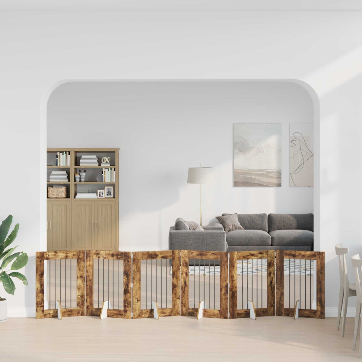 vidaXL Στερεωμένη γυαλιστερή πύλη για σκύλους 6 τμχ. 362 εκ