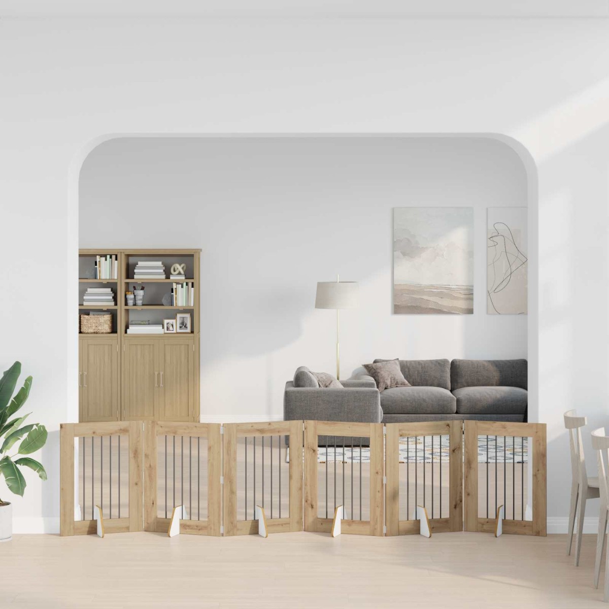 vidaXL Στερεωμένη γυαλιστερή πύλη για σκύλους 6 τμχ. Artisan Δρυς