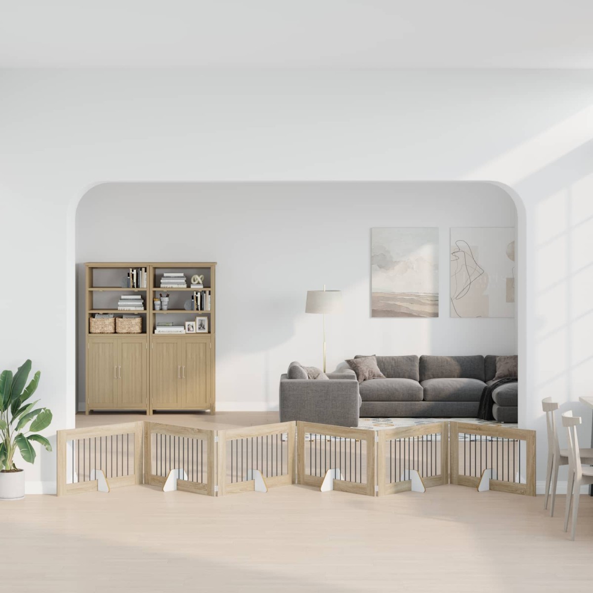 vidaXL Στερεωμένη γυαλιστερή πύλη για σκύλους 6 τμχ. Sonoma Δρυς