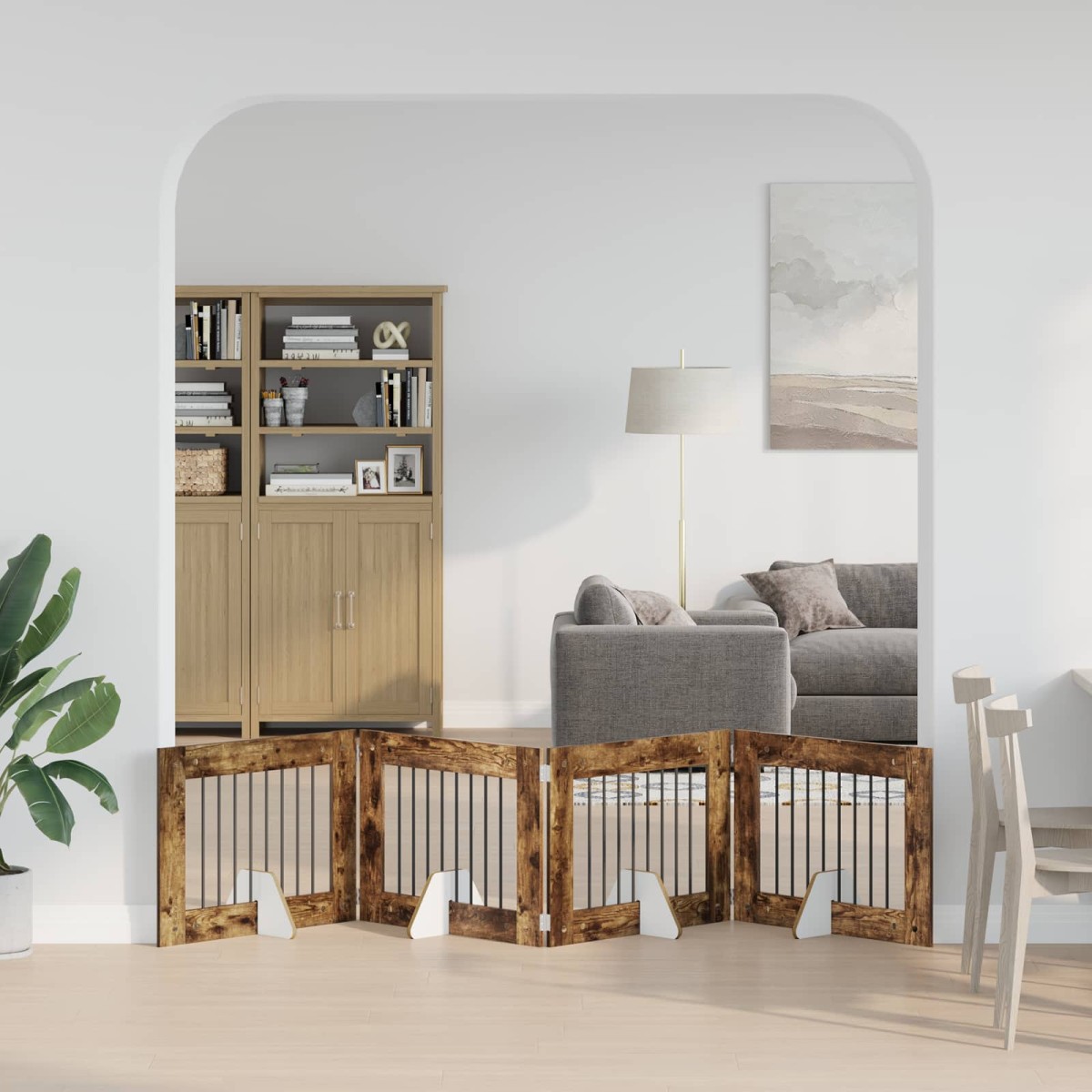 vidaXL Στερεωμένη γυαλιστερή πύλη για σκύλους 4 τμχ. 321 εκ