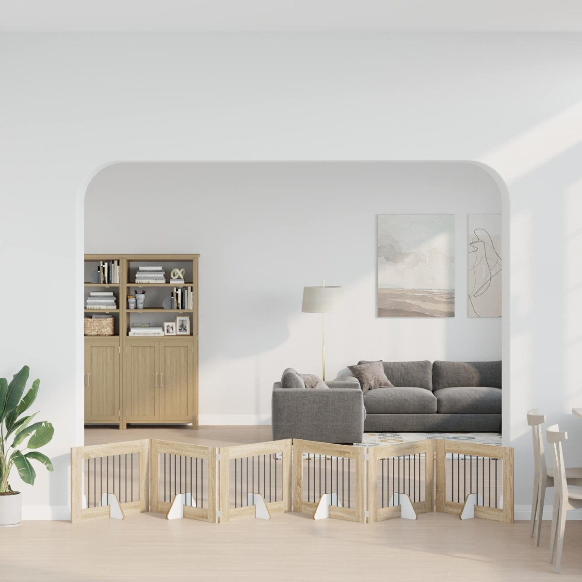 vidaXL Στερεωμένη γυαλιστερή πύλη για σκύλους 6 τμχ. Sonoma Δρυς