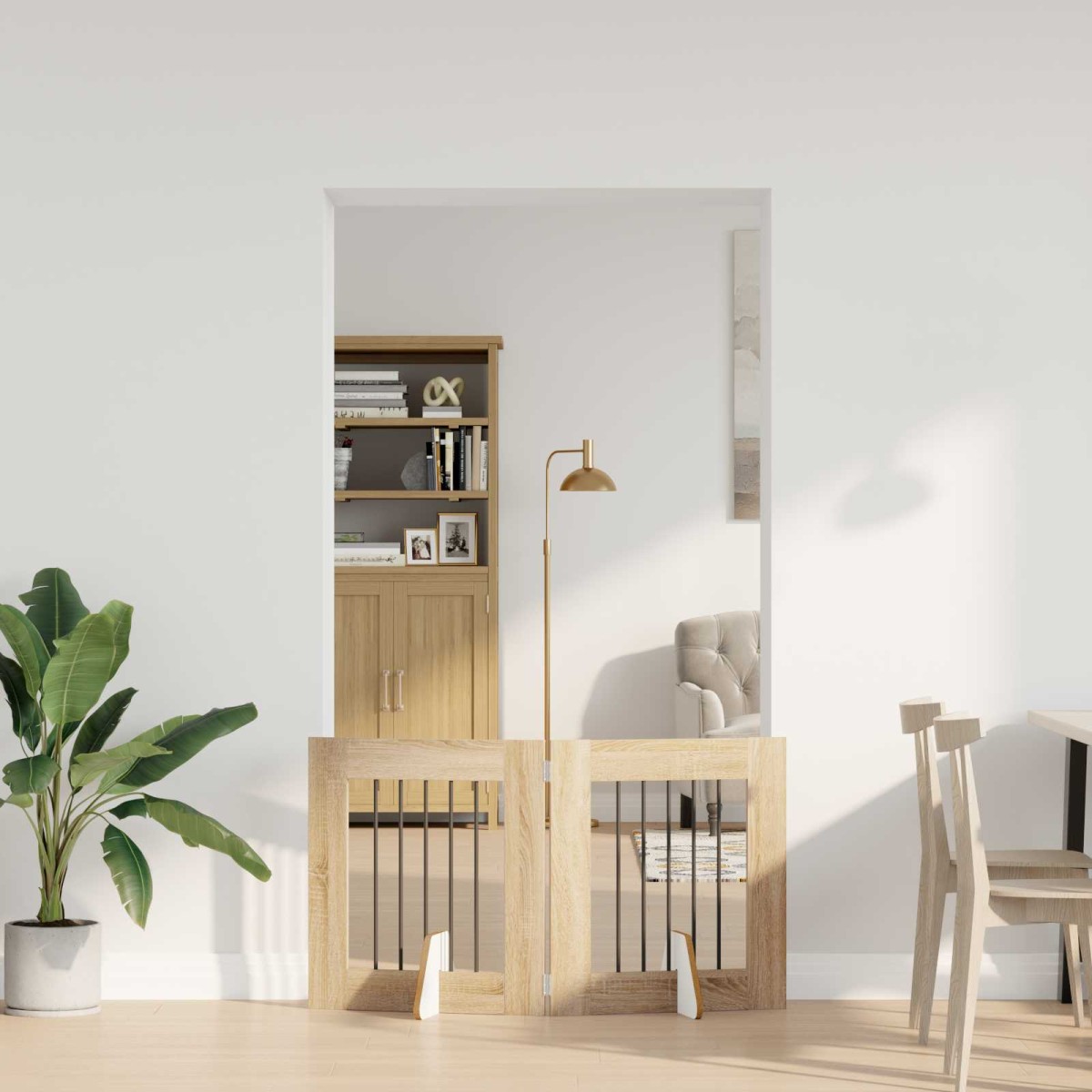 vidaXL Στερεωμένη γυαλιστερή πύλη για σκύλους 2 τμχ. Sonoma Δρυς