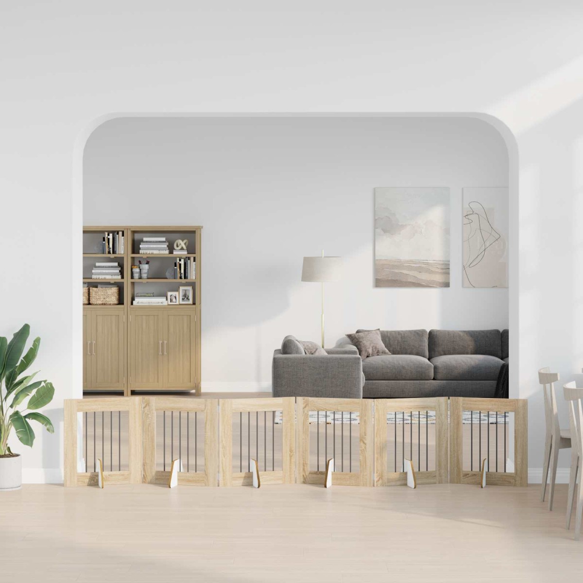vidaXL Στερεωμένη γυαλιστερή πύλη για σκύλους 6 τμχ. Sonoma Δρυς