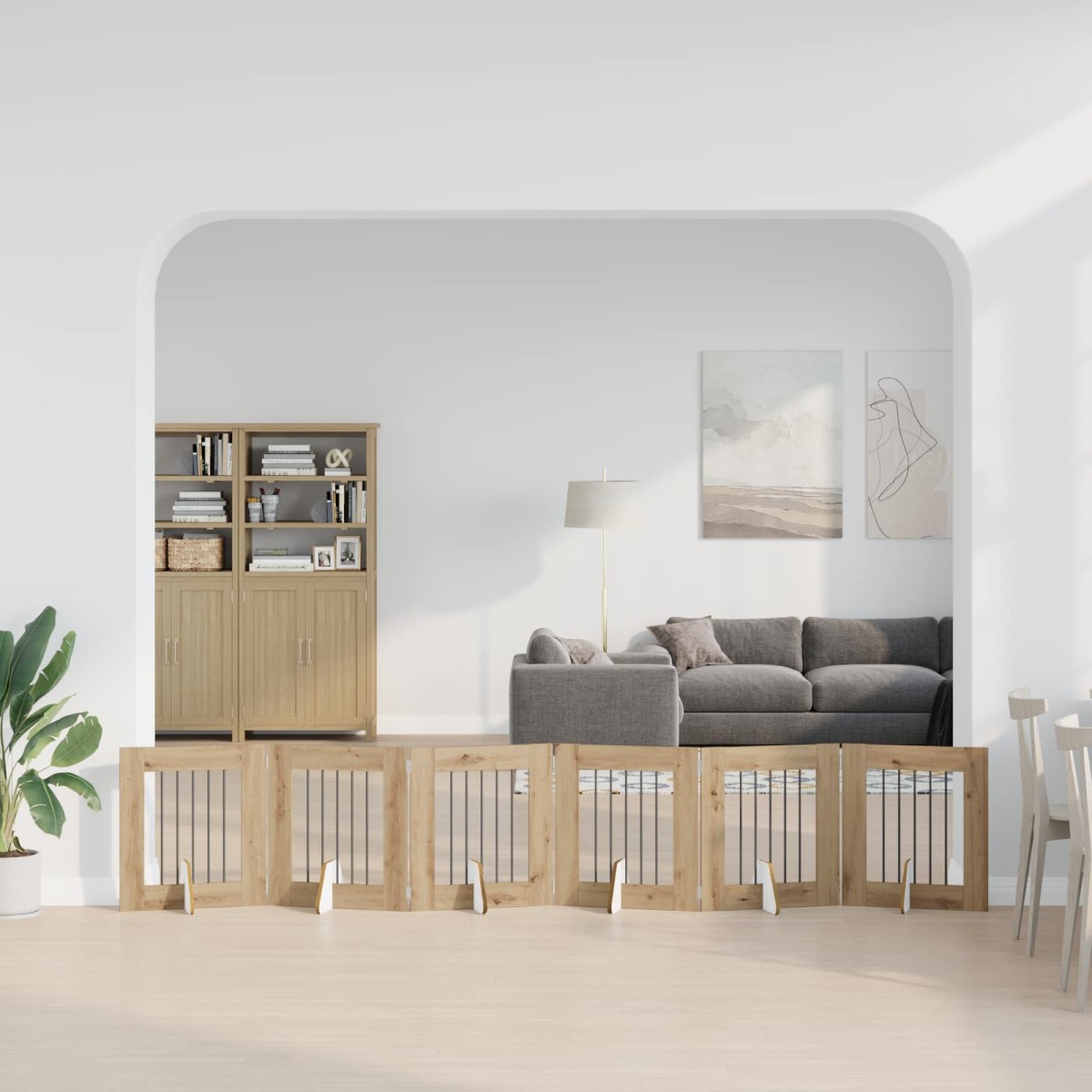 vidaXL Στερεωμένη γυαλιστερή πύλη για σκύλους 6 τμχ. Artisan Δρυς