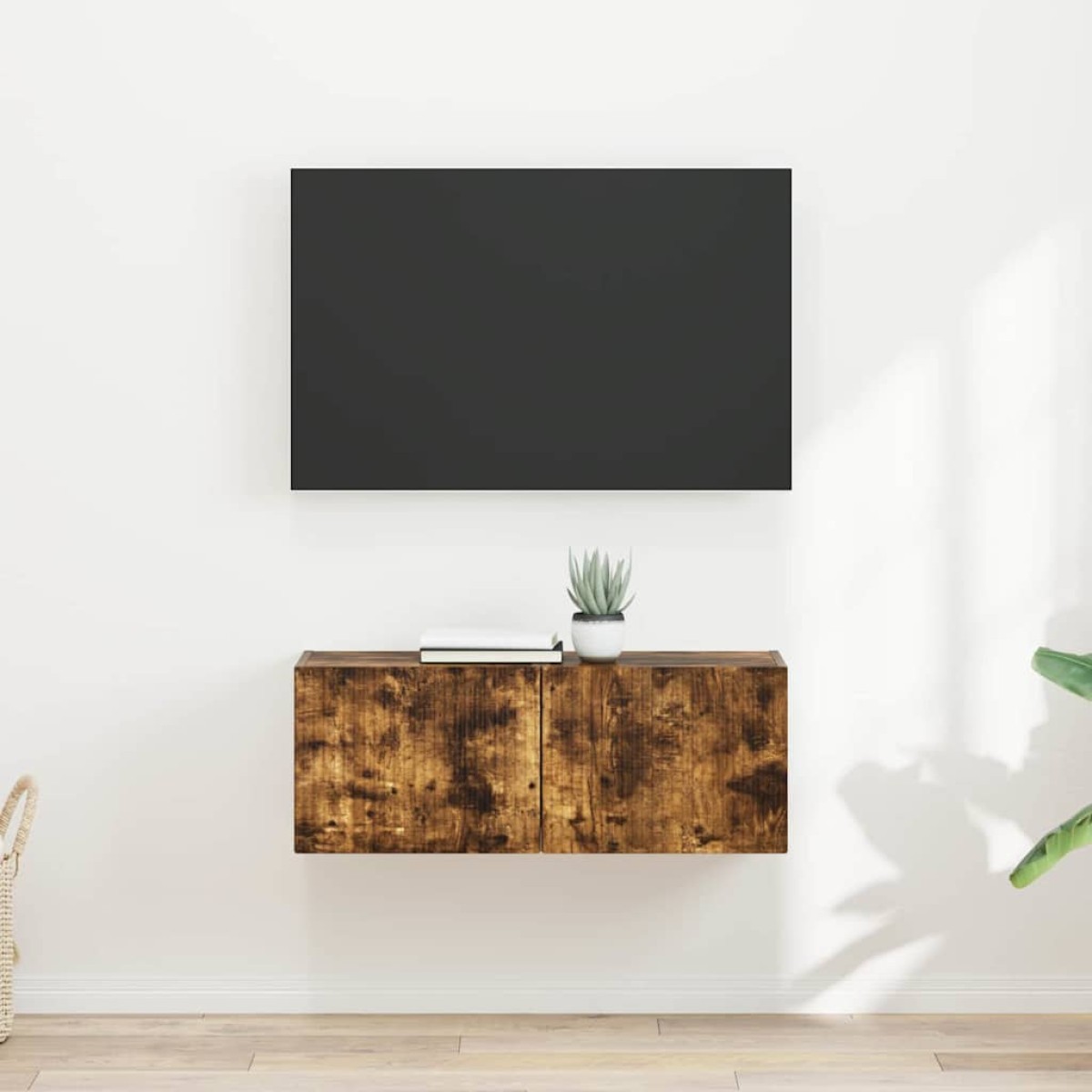 vidaXL Ντουλάπι Τηλεόρασης Τοίχου 2 τμχ. Καπνιστό Δρύς