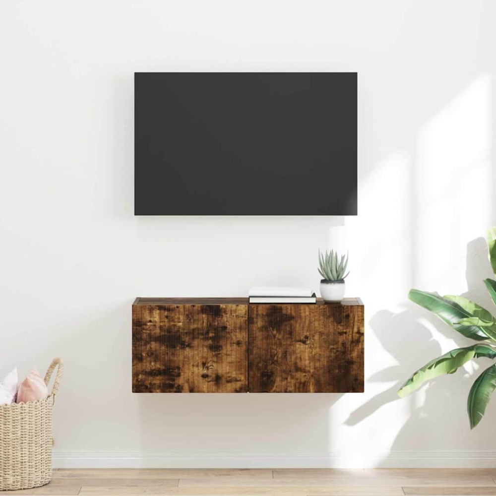 vidaXL Ντουλάπι Τηλεόρασης Τοίχου 78,5 x 31 x 29,5 εκ Καπνιστό Δρύς
