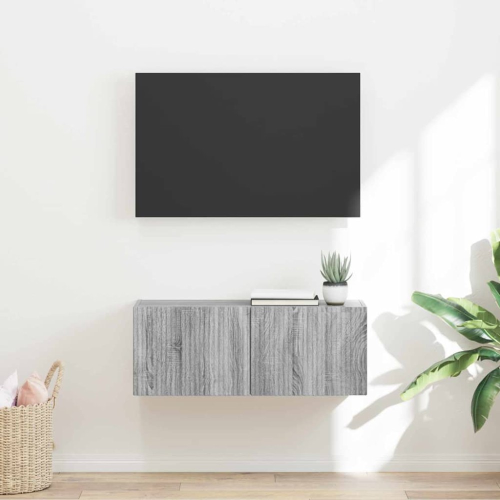 vidaXL Ντουλάπι Τηλεόρασης Τοίχου 78,5 x 31 x 29,5 εκ Γκρίζο Σονομα